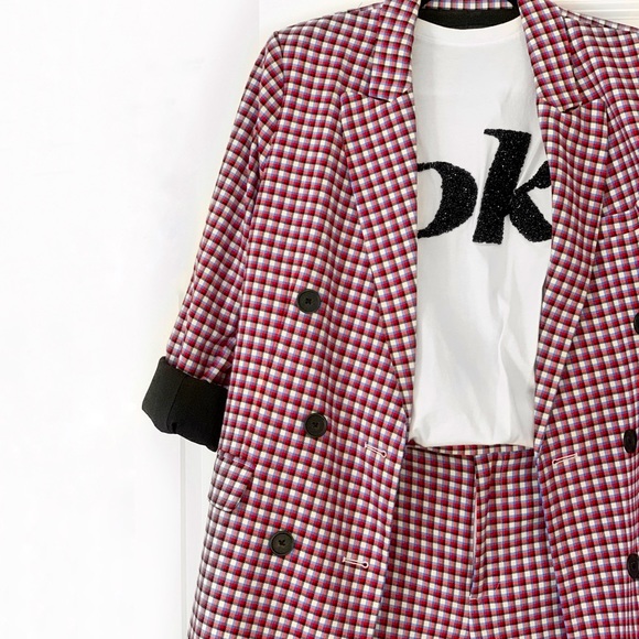 Checkerboard Statement Suit Jacket - Picture 2 of 12